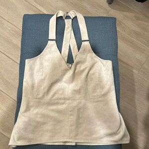 BcbgMaxAzria Tan faux suede sleeveless zipper back top xxs